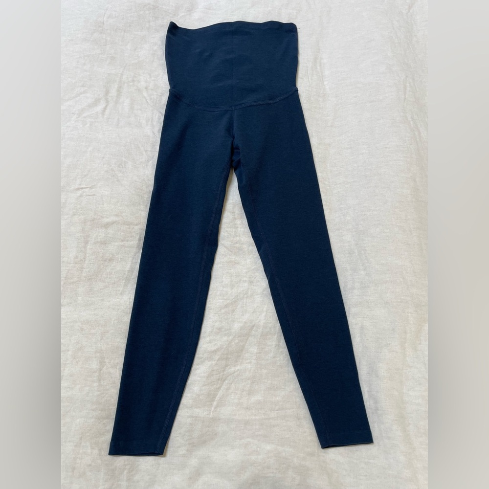 Maternity Beyond Yoga Love the Bump Midi Leggings Small Navy